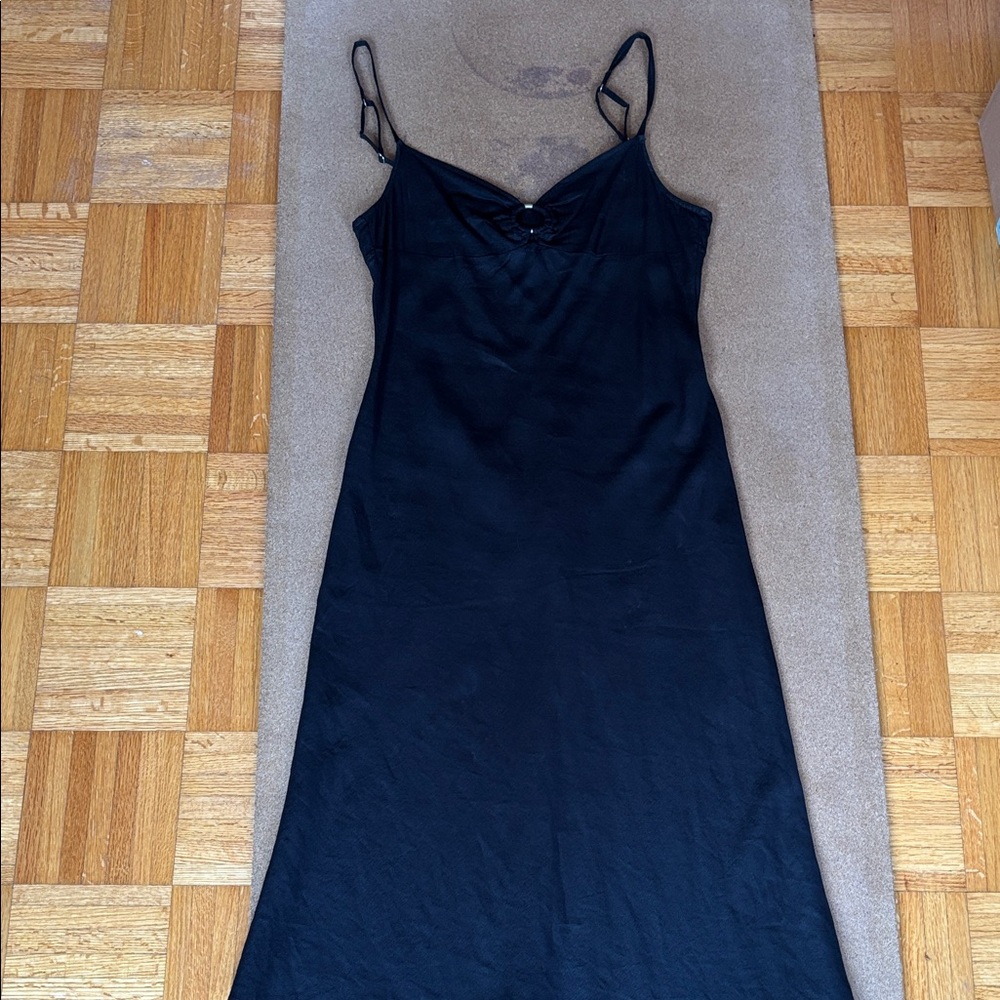 Jacob Black Chemise linen/rayon blend no stretch. Adjustable straps. Back zip.